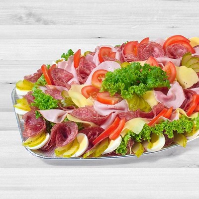 Obložená mísa salám, šunka, sýr na bramborovém salátu 1.800g